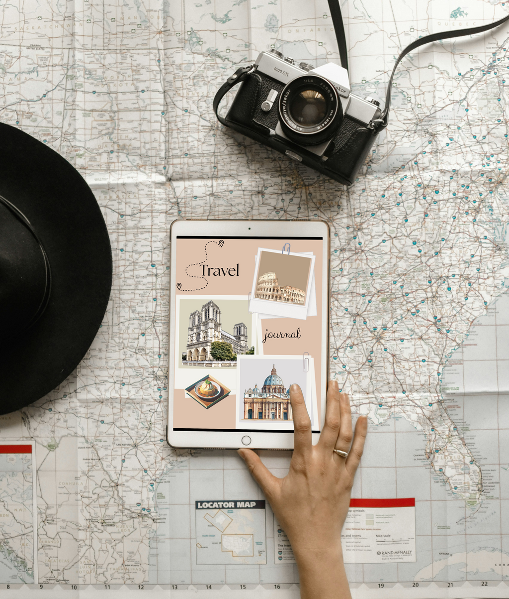 Digital travel journal with buildings design for travelers