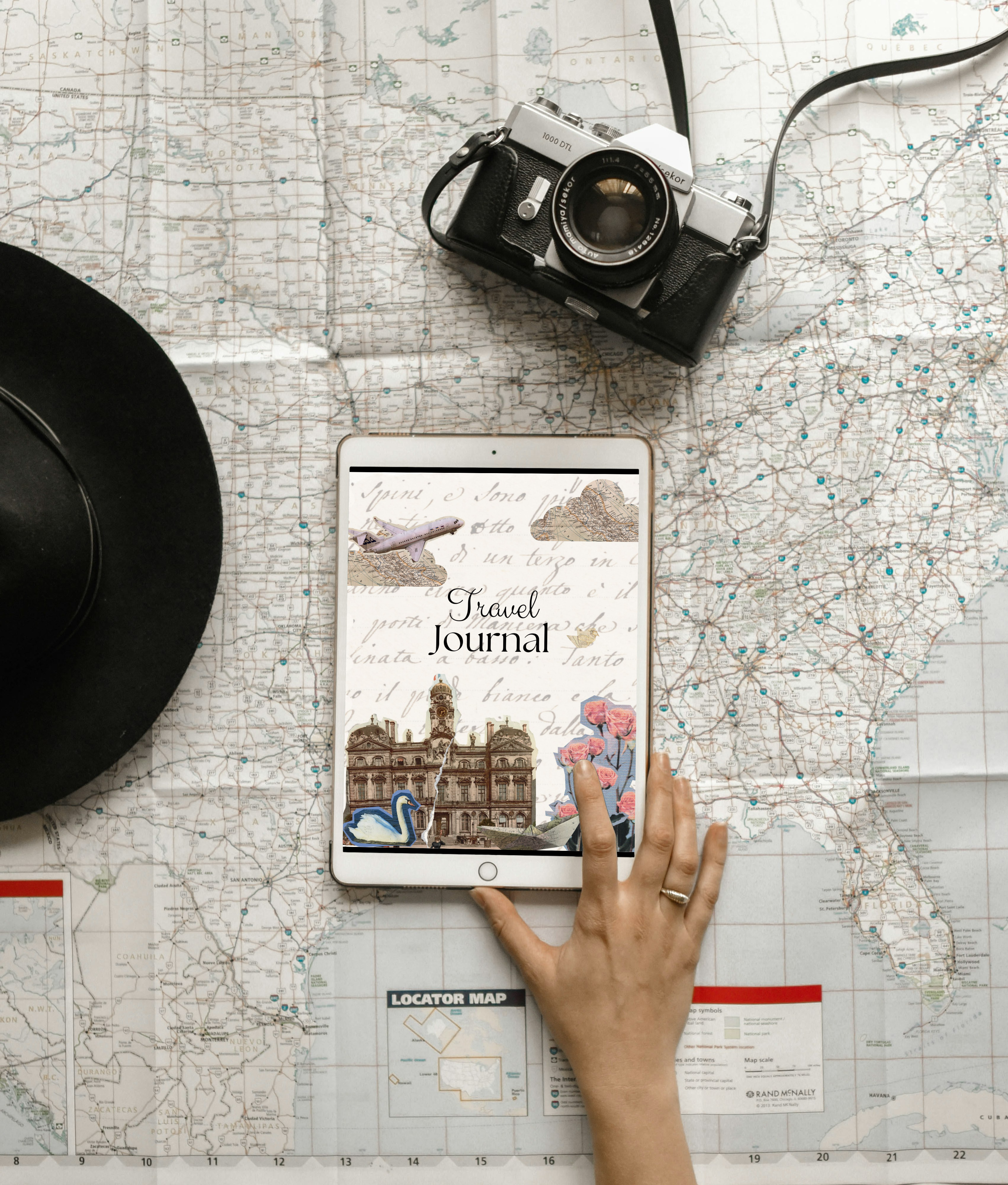 Digital travel journal newspaper style for trip planning