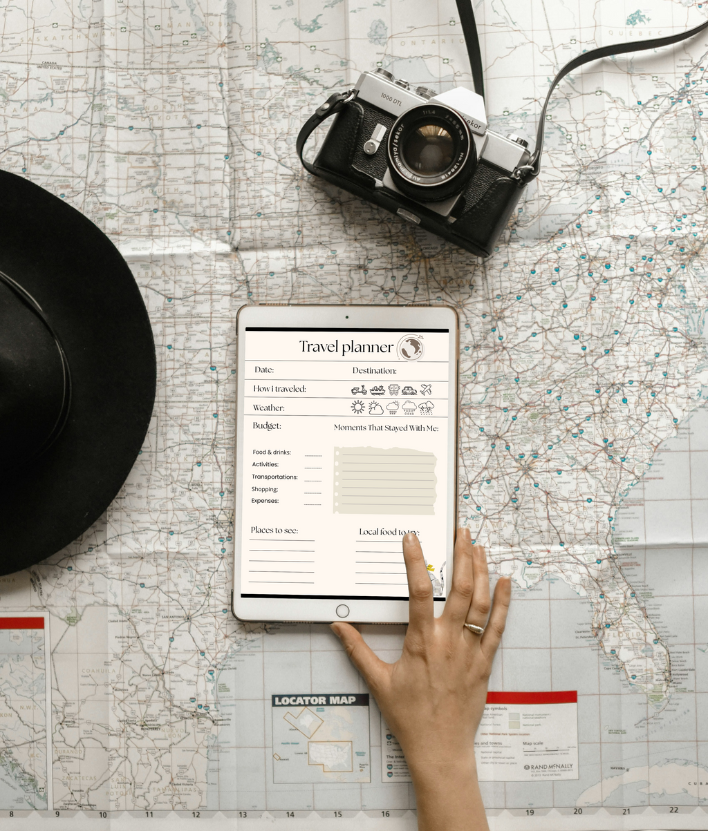 Digital travel journal newspaper style for trip planning