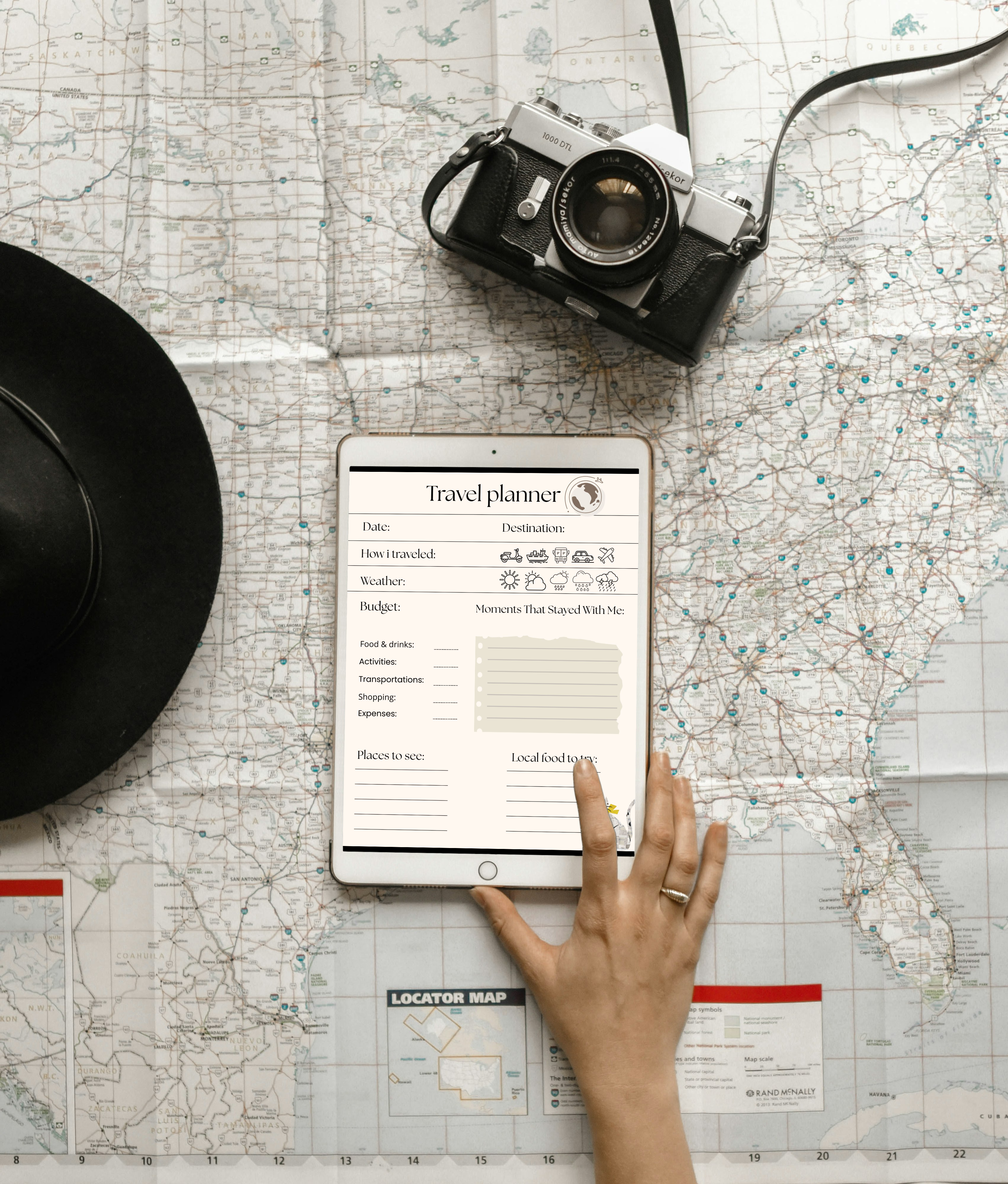 Digital travel journal newspaper style for trip planning