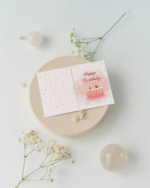 Digital printable birthday card - pink